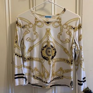 J. McLaughlin Black & White Pattern Top